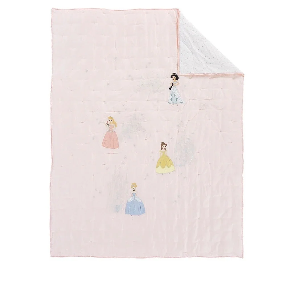 Pottery Barn Kids Disney Princess Quilt Full/Queen Pink Mary Blair Embroidered